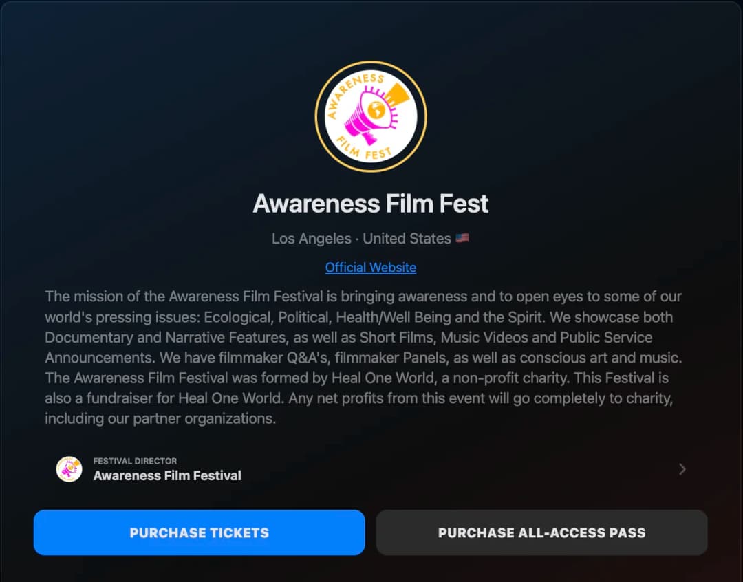 festival profile screenshot