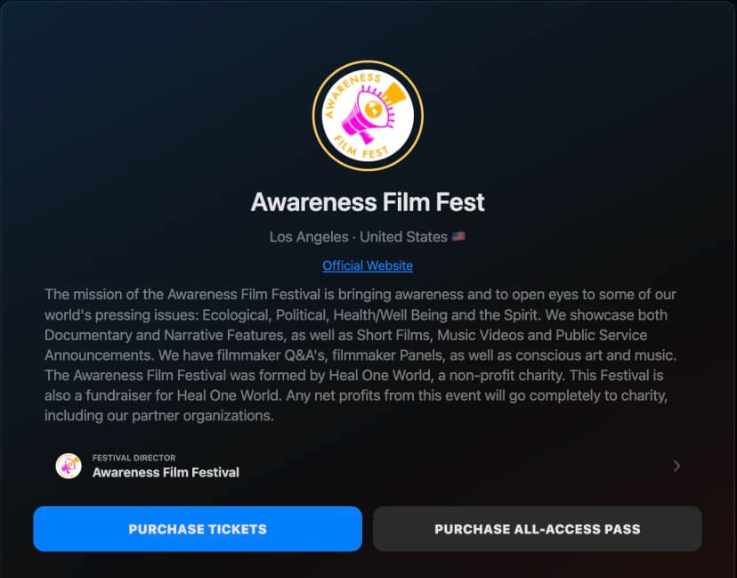 festival profile screenshot